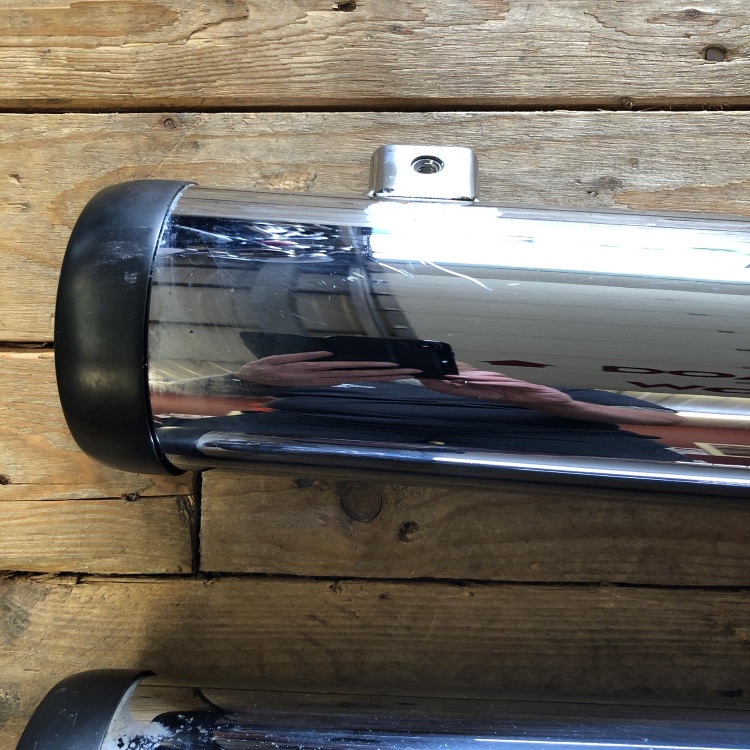 Indian Scout chrome silencers with drilled baffles